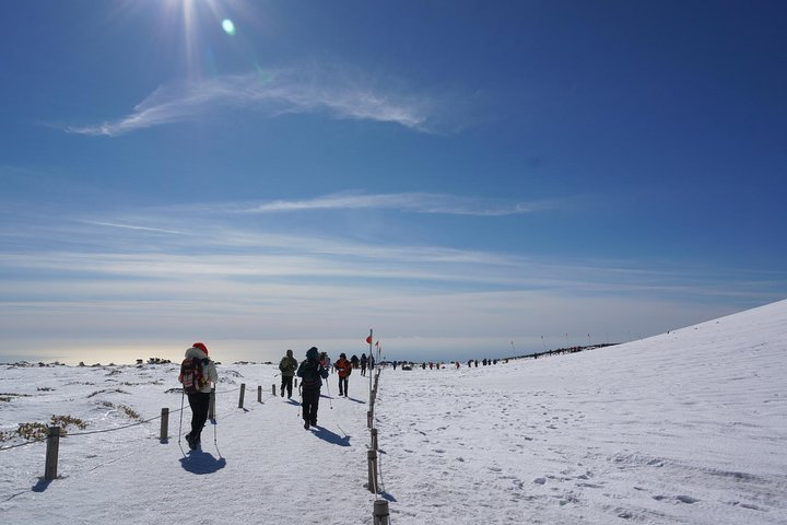 Hiking on a Mt Halla in Winter